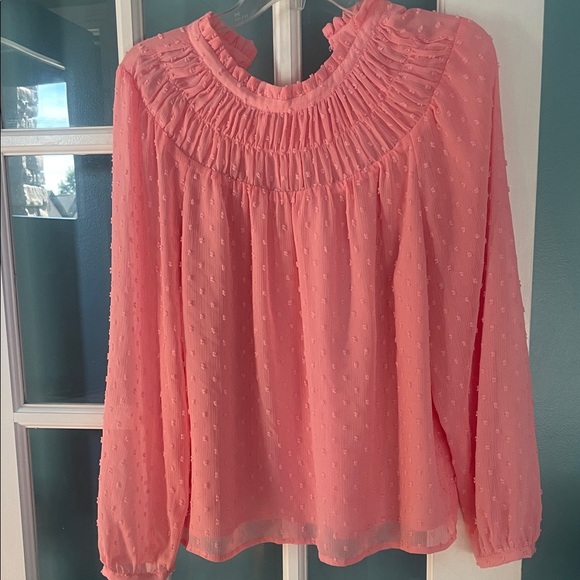 J. Crew Factory Tops - J. Crew Factory Pink Textured Blouse